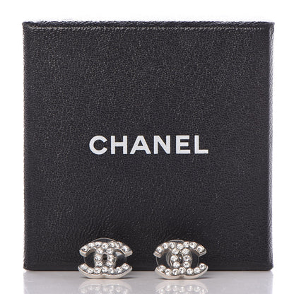 Chanel Crystal Mini Timeless CC Earrings Silver 5 of 5