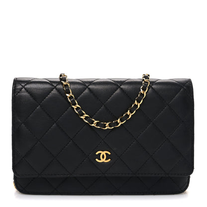 Chanel Lambskin Quilted Wallet On Chain WOC Black 1 of 11