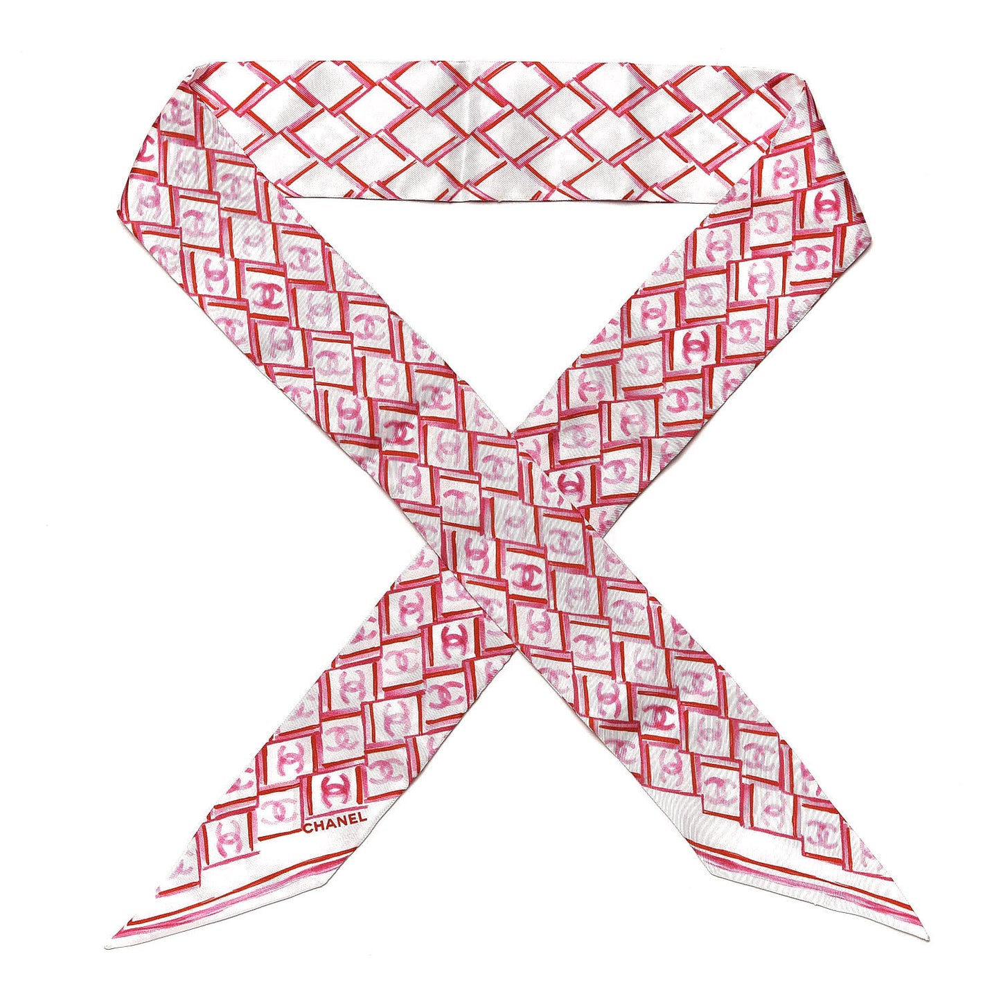 Silk CC Slim Bandeau Scarf Red