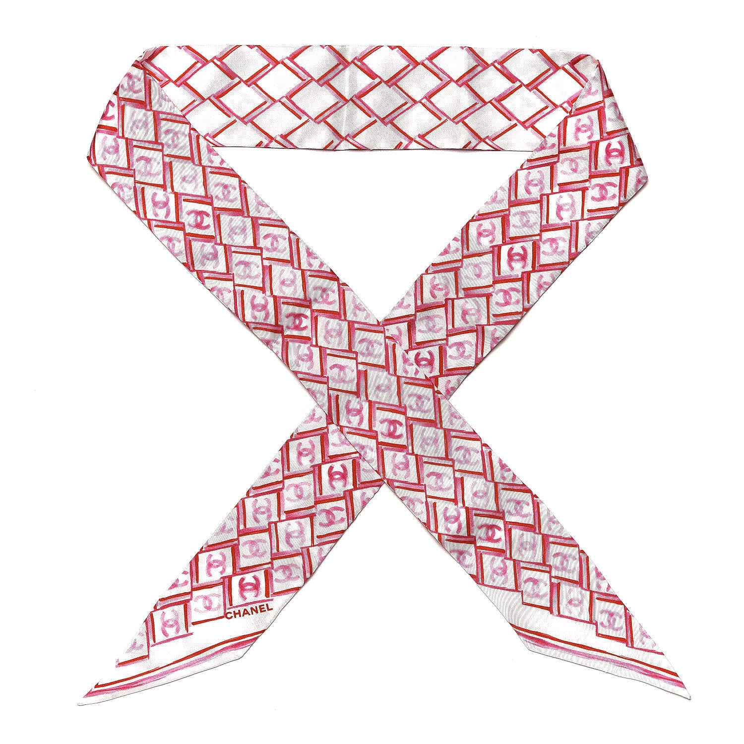 Chanel Silk CC Slim Bandeau Scarf Red 1 of 3