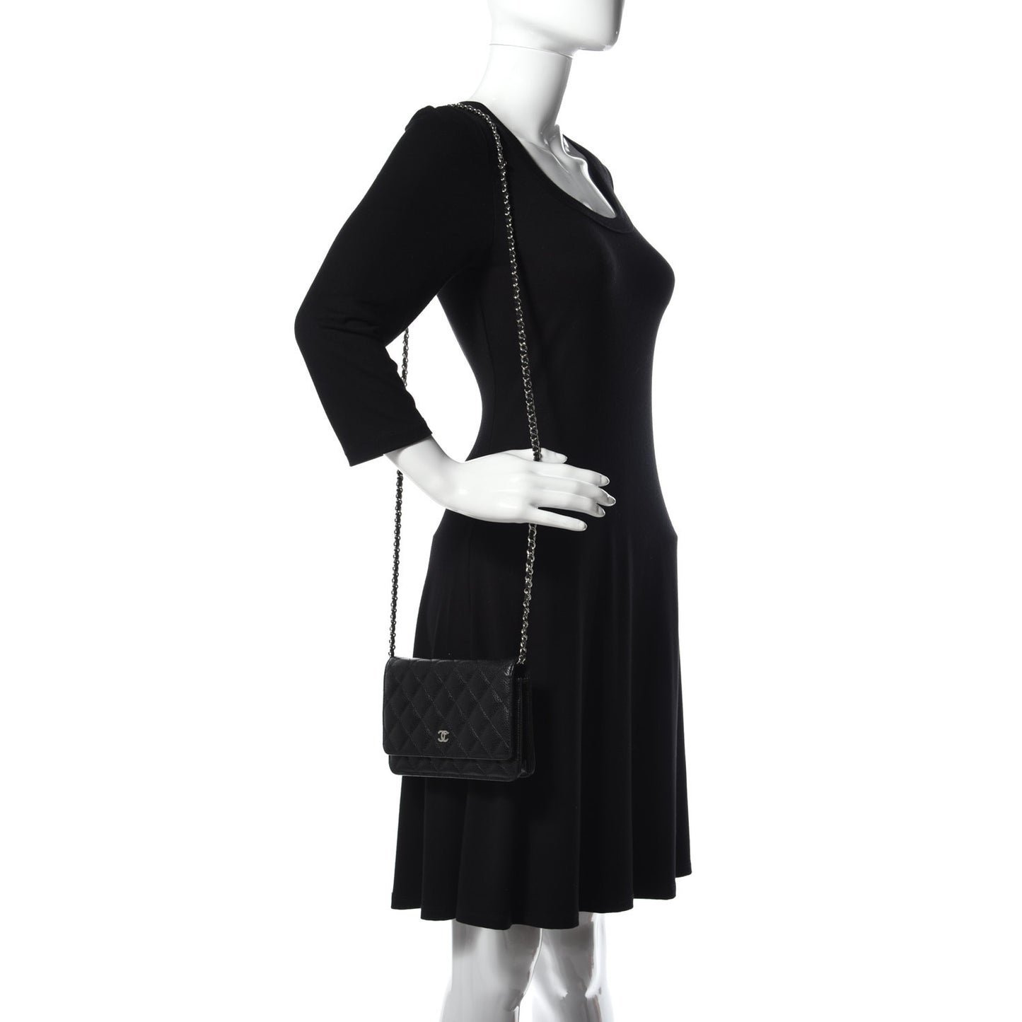 Caviar Quilted Wallet On Chain WOC Black