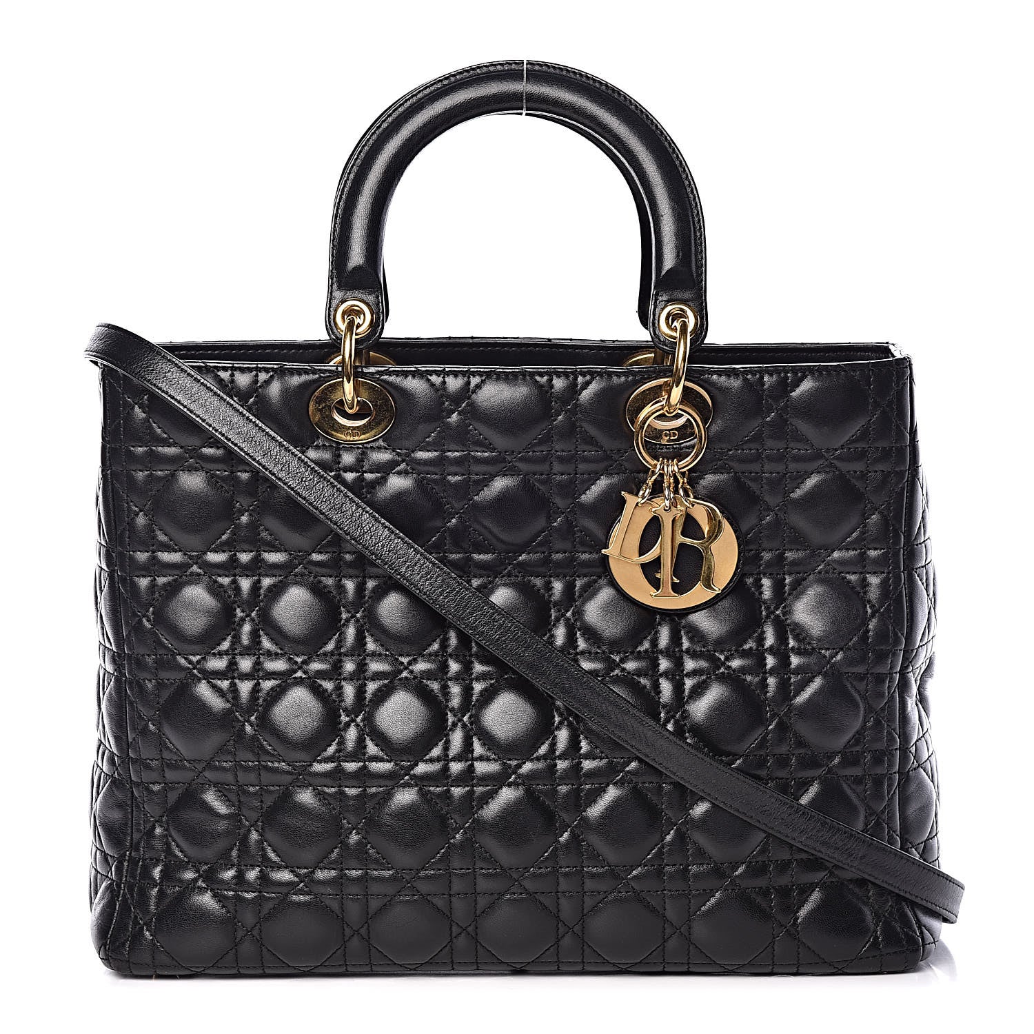Christian Dior Lambskin Cannage Large Lady Dior Black 1 of 18