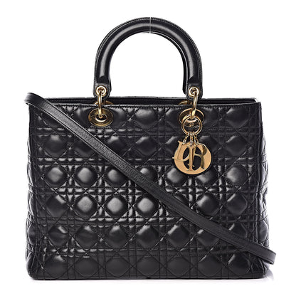 Christian Dior Lambskin Cannage Large Lady Dior Black 1 of 18