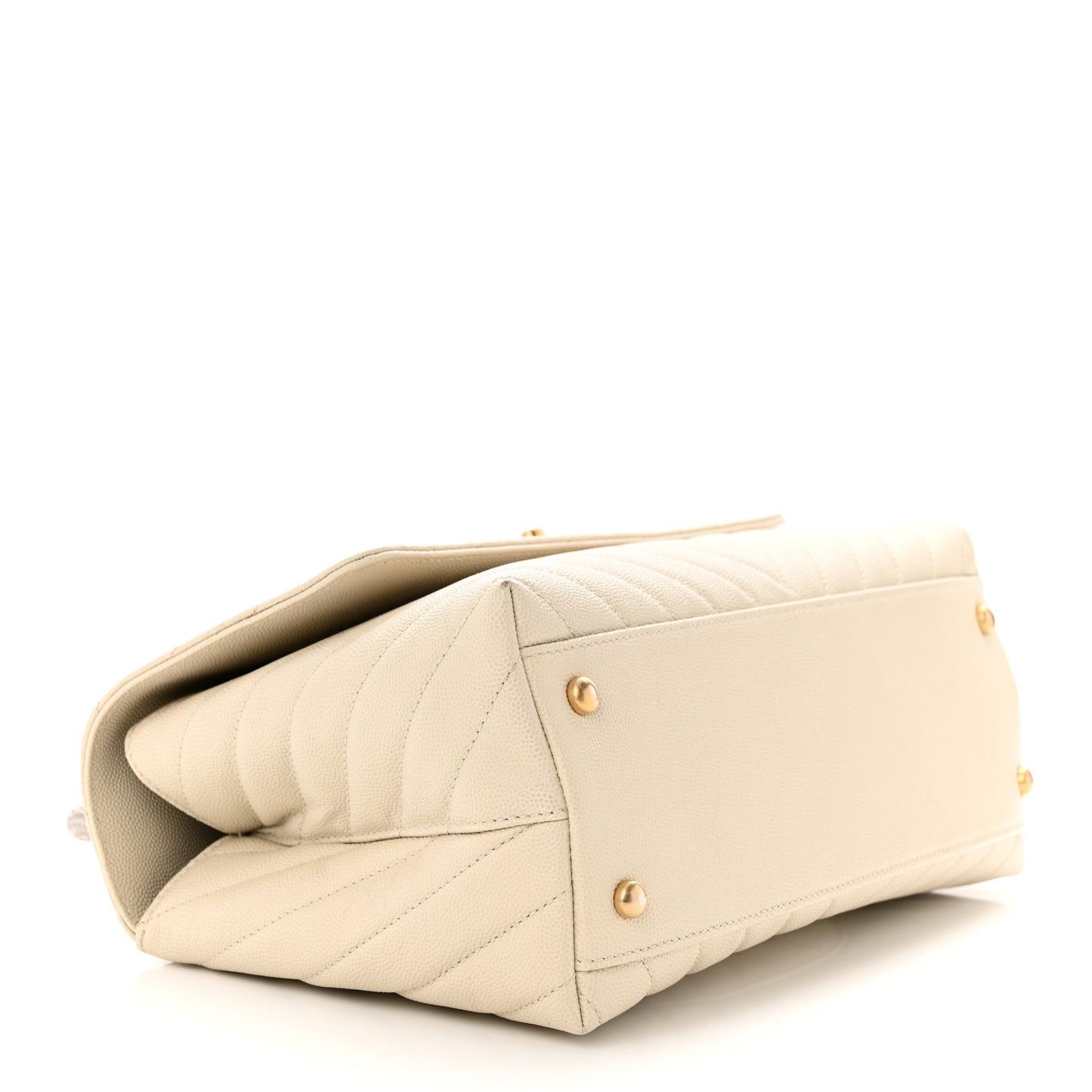 Caviar Lizard Chevron Quilted Small Coco Handle Flap Ivory