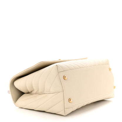Chanel Caviar Lizard Chevron Quilted Small Coco Handle Flap Ivory 4 of 12