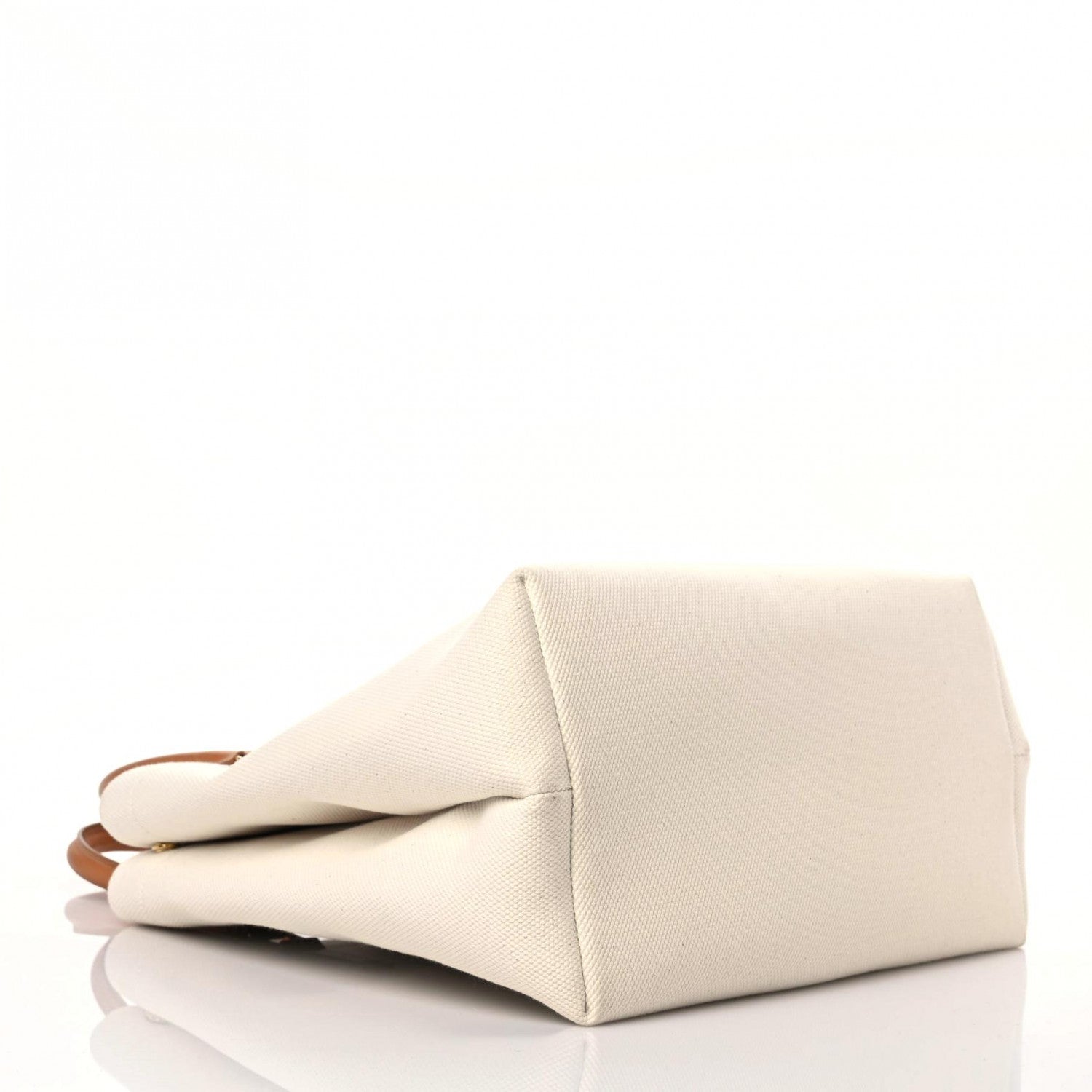 Celine Canvas Calfskin Horizontal Cabas Natural Tan 4 of 14
