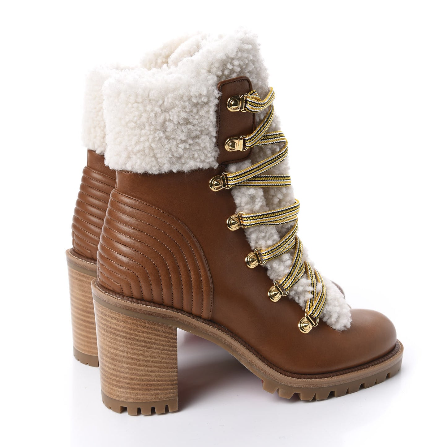Calfskin Shearling Yetita 70 Hiker Booties 39 Cuoio Naturel