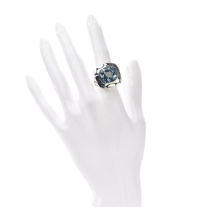 John Hardy Sterling Silver Blue Topaz Large Batu Kali Square Ring 55 7.25 2 of 5