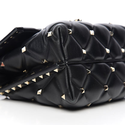 Valentino Garavani Lambskin VLTN Print Candystud Top Handle Bag Black 7 of 9