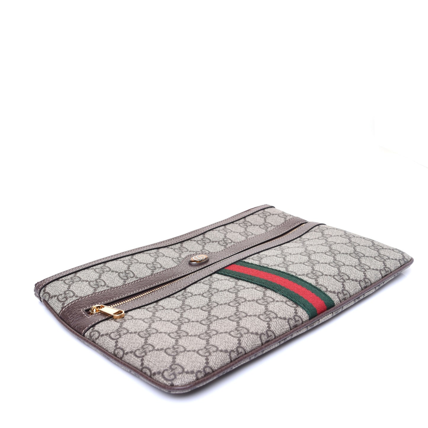 GG Supreme Monogram Large Ophidia Pouch Clutch Brown