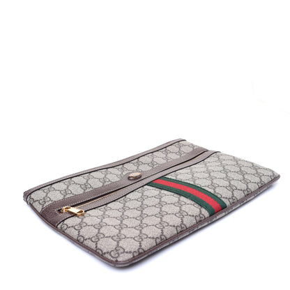 Gucci GG Supreme Monogram Large Ophidia Pouch Clutch Brown 4 of 11