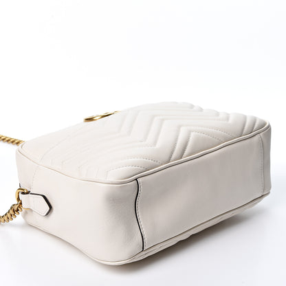 Gucci Calfskin Matelasse Medium GG Marmont Chain Shoulder Bag Mystic White 3 of 12