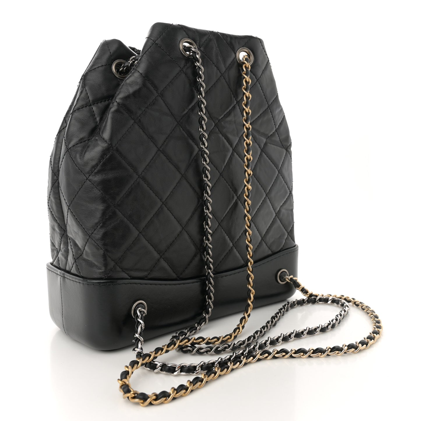 Aged Calfskin Quilted Gabrielle Backpack Black