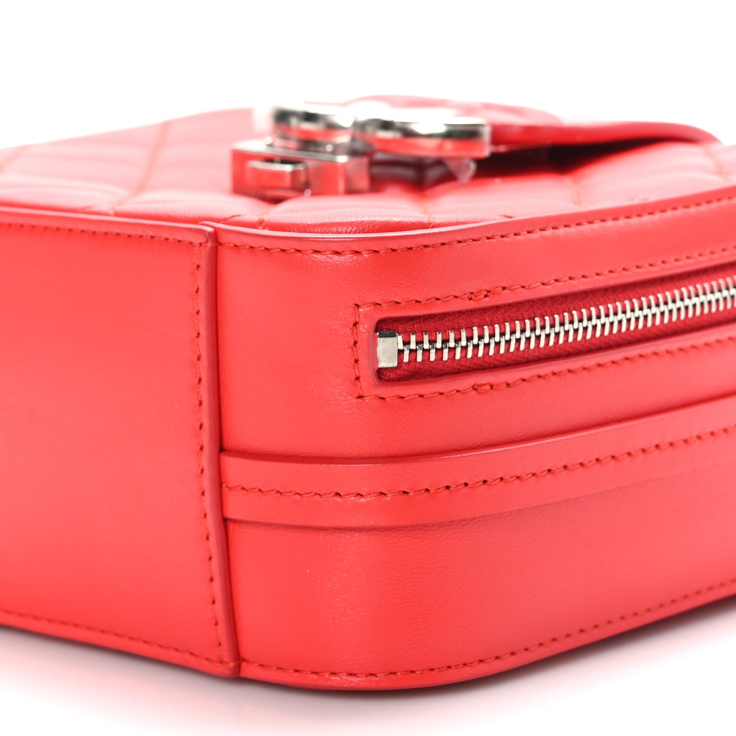 Lambskin Quilted Mini CC Box Camera Bag Red