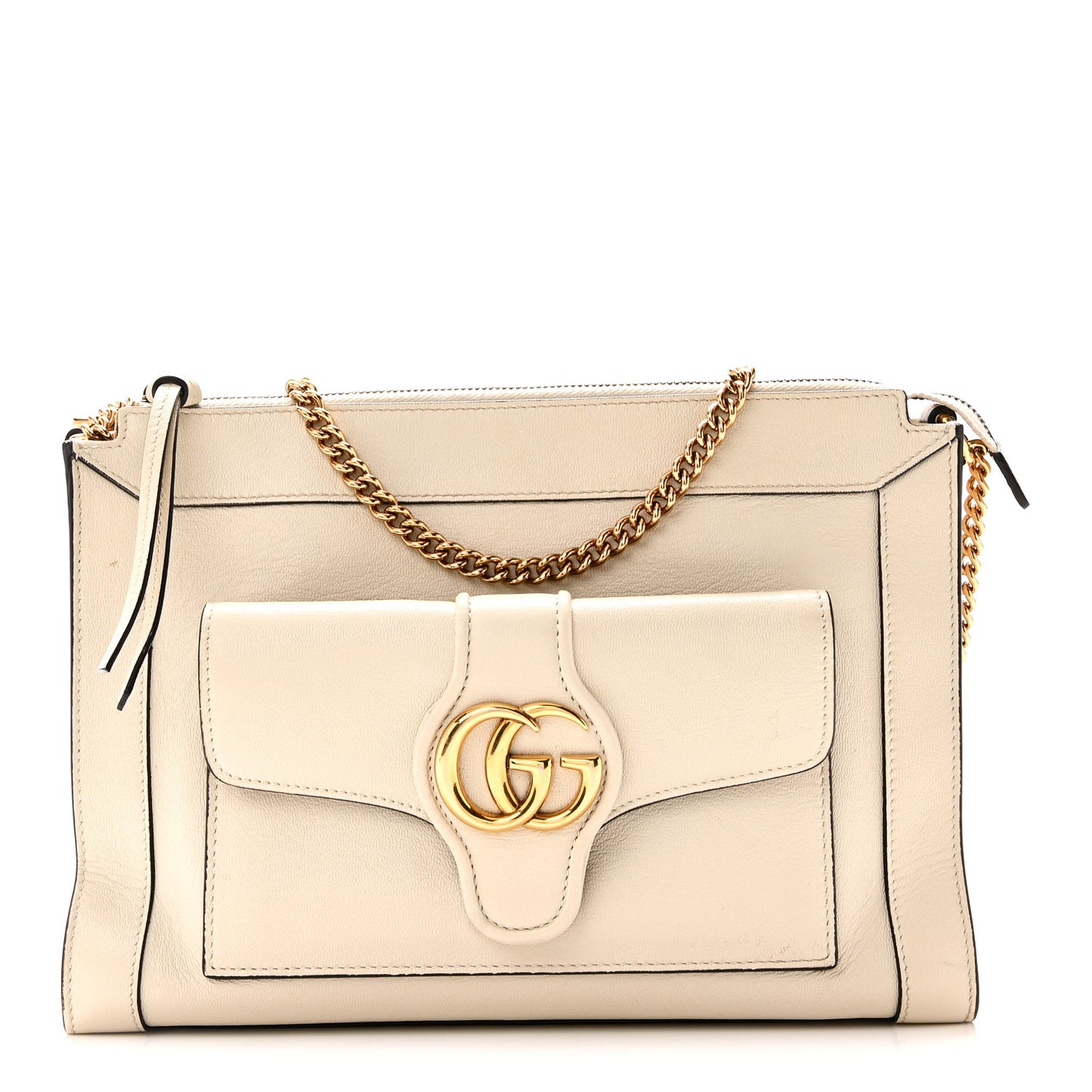 New Sakai Calfskin Lux Dahlia Chain Shoulder Bag Mystic White