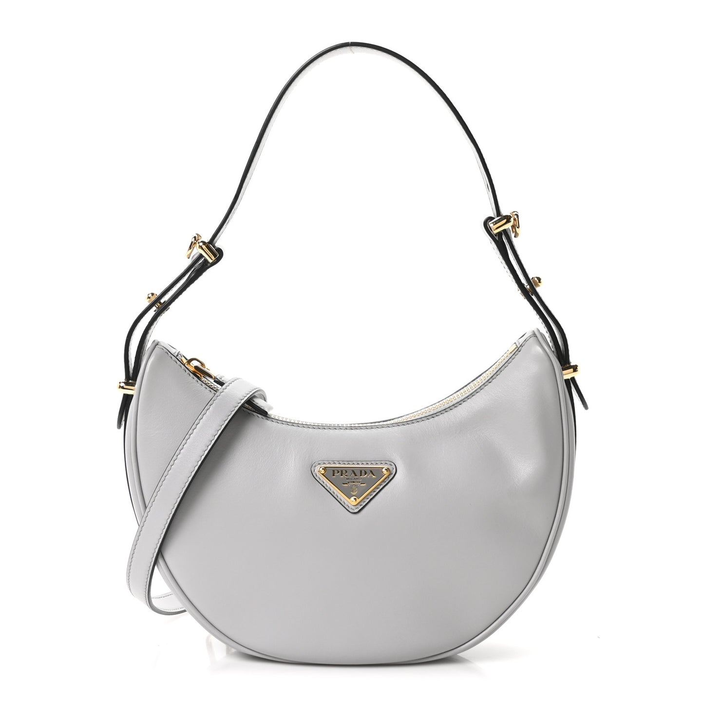 Soft Calfskin Arque Shoulder Bag Granito