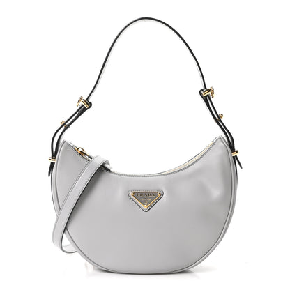 Prada Soft Calfskin Arque Shoulder Bag Granito 1 of 10