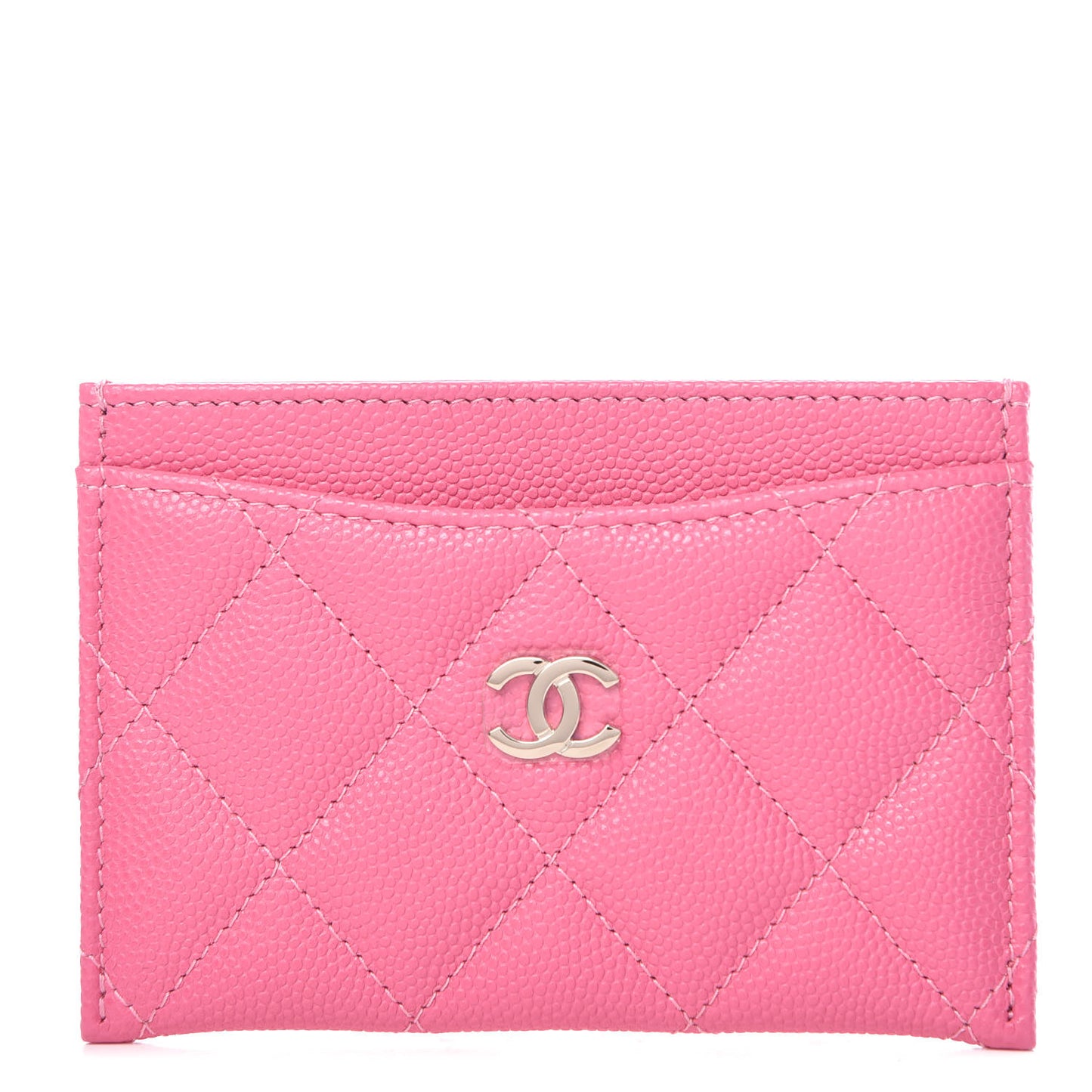 Caviar Quilted Card Holder Pink