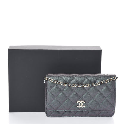 Chanel Iridescent Caviar Quilted Wallet On Chain WOC Black 11 of 11
