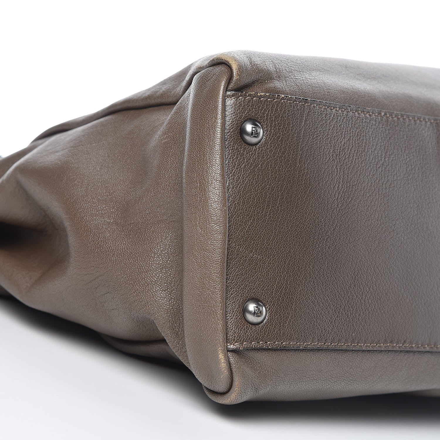 Fendi Goatskin Zucca Large Peekaboo Iconic Satchel Taupe Tobacco Moro 9 of 17