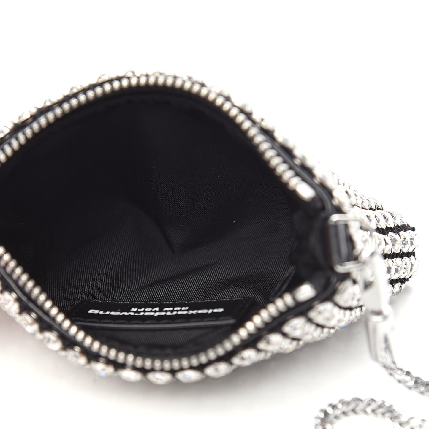 Mesh Crystal Rhinestone Nano Heiress Shoulder Bag Black Silver