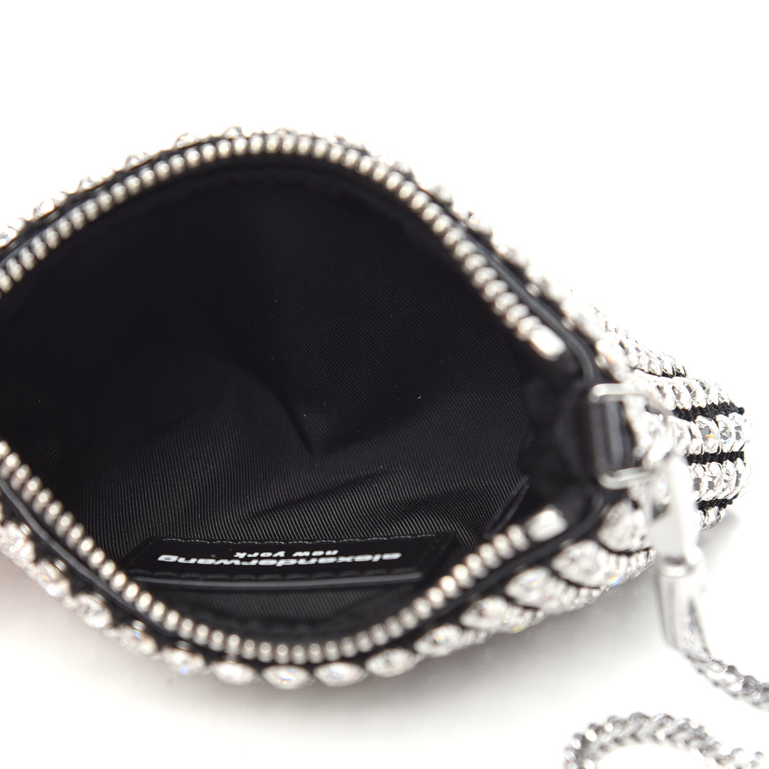 Alexander Wang Mesh Crystal Rhinestone Nano Heiress Shoulder Bag Black Silver 5 of 6