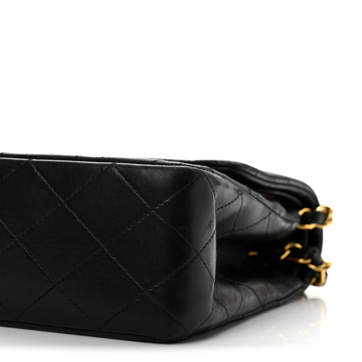 Lambskin Quilted Medium Double Flap Black