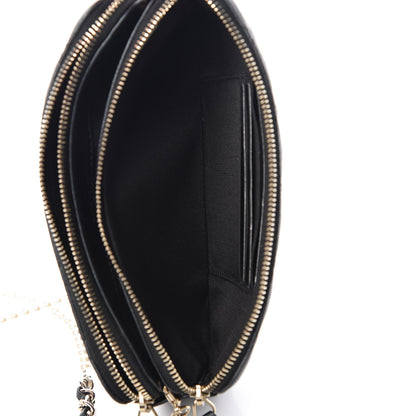 Chanel Iridescent Lambskin Quilted Pearl Clutch With Chain Black 5 of 10