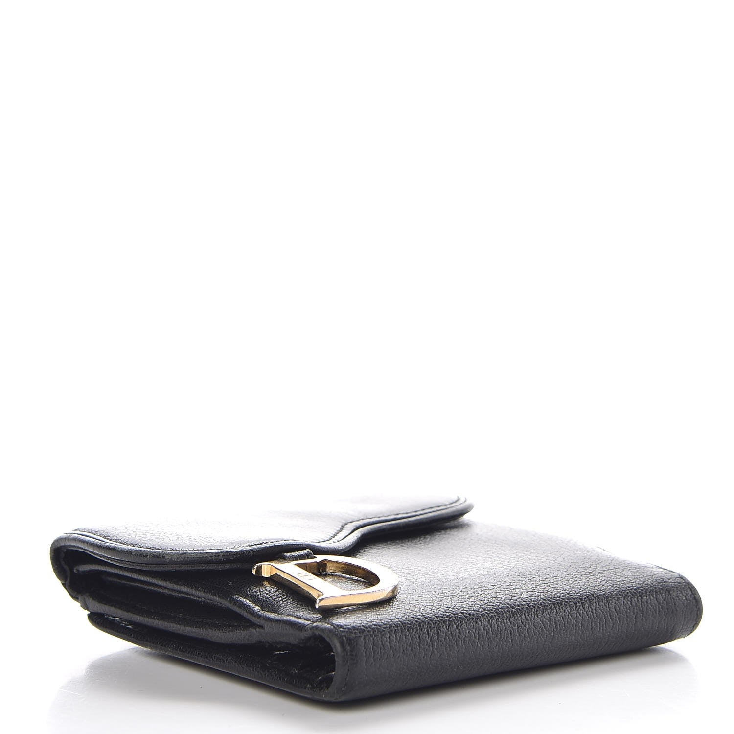 Christian Dior Goatskin Saddle Compact Wallet Black 4 of 9