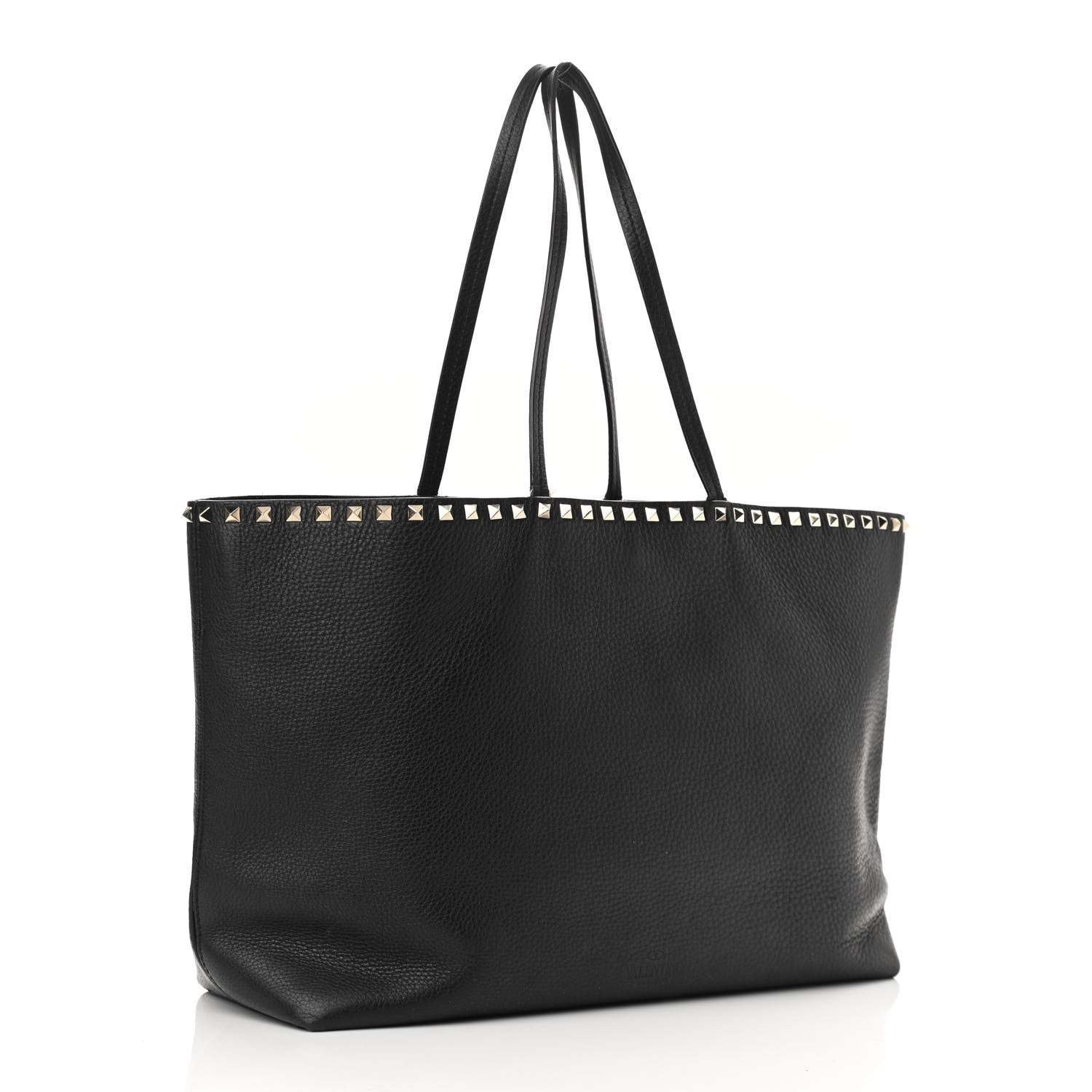 Valentino Garavani Grained Calfskin Rockstud Shoulder Tote Black 3 of 12