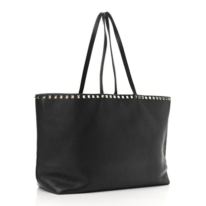 Valentino Garavani Grained Calfskin Rockstud Shoulder Tote Black 3 of 12