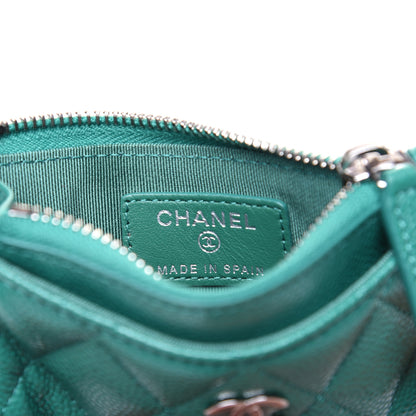Chanel Caviar Quilted CC Zip Card Holder Green 8 of 10