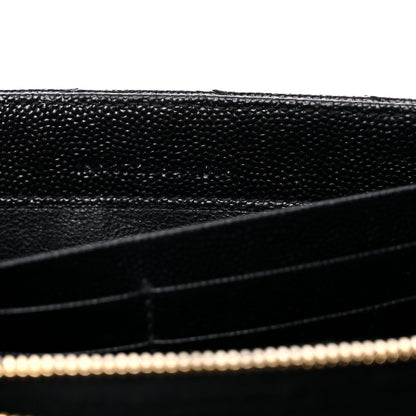 Saint Laurent Grain De Poudre Matelasse Chevron Monogram Flap Wallet Black 7 of 14