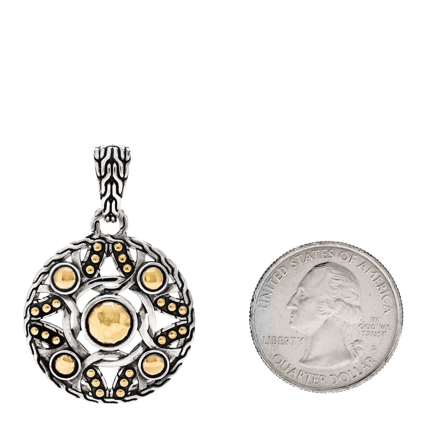Sterling Silver 22K Yellow Gold Dot Drop Pendant