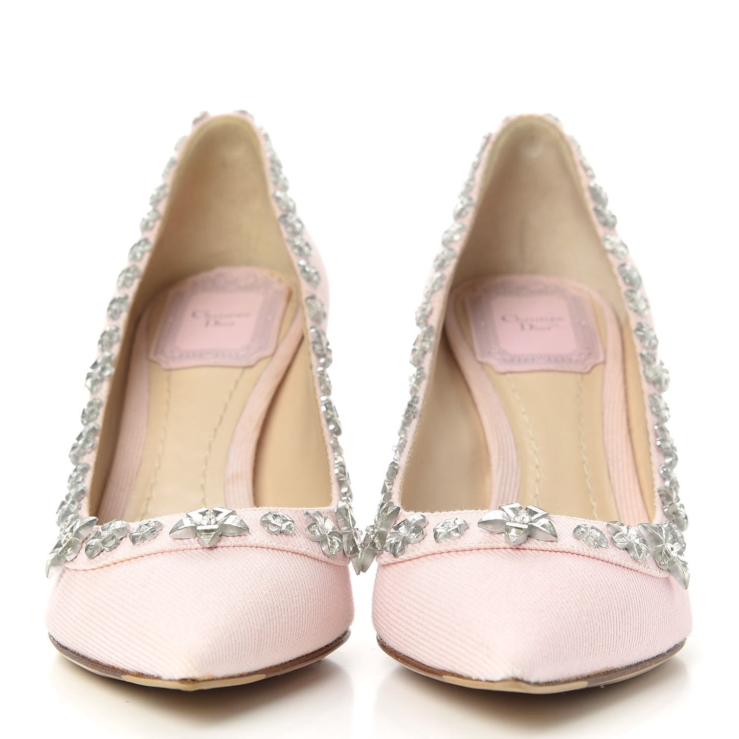 Denim Crystal Garland Pumps 35 Pink