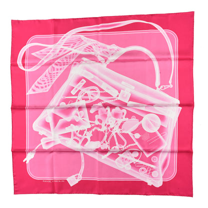 Hermes Silk Please Check In Scarf 90 Rose Vif Rose Bonbon 1 of 6