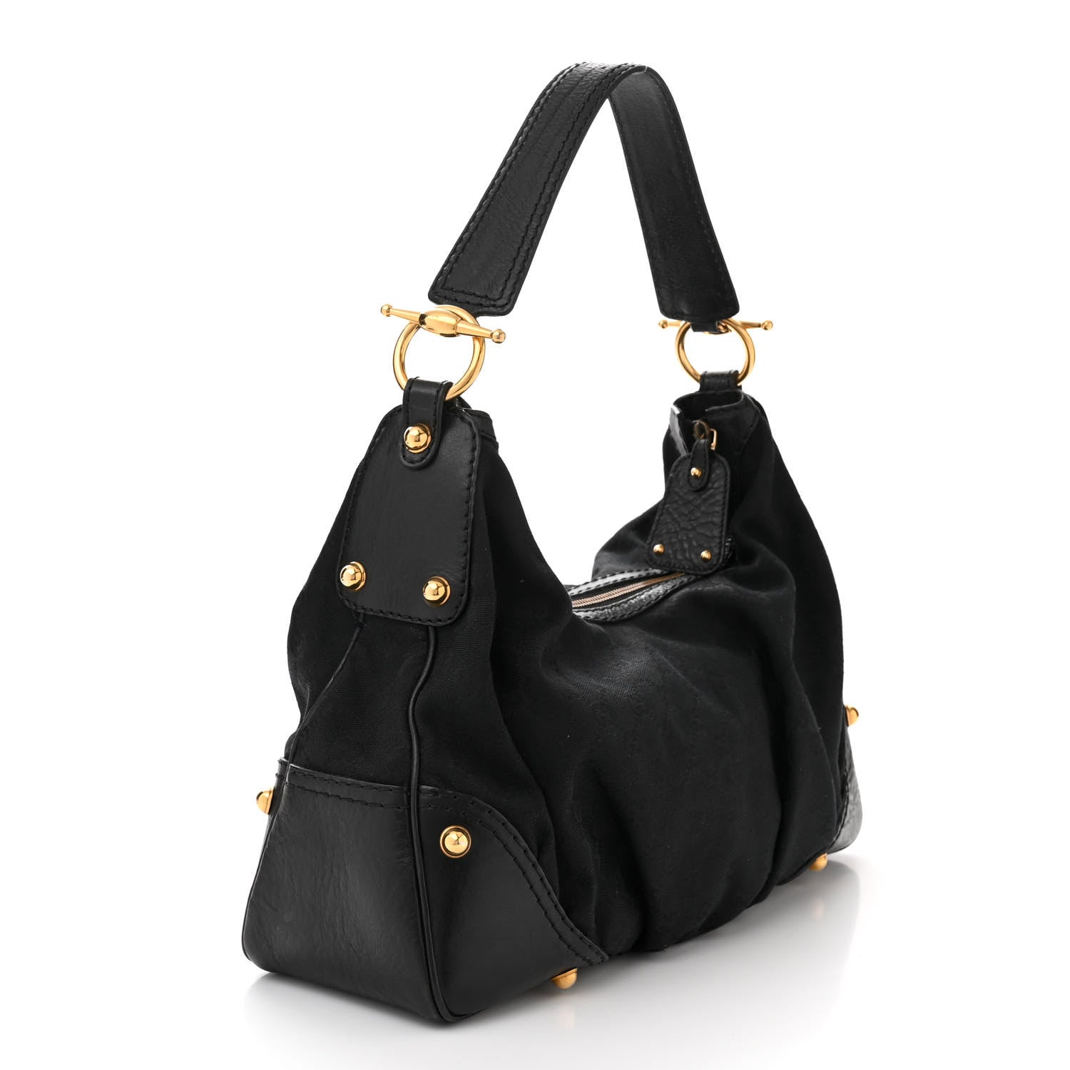 Gucci Monogram Medium Jockey Hobo Black 3 of 10