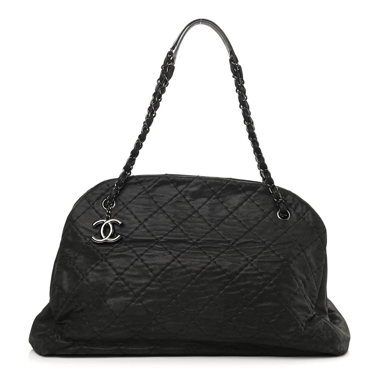 Chanel Iridescent Calfskin Extra Large Just Mademoiselle Bowling Bag Black 1 of 9