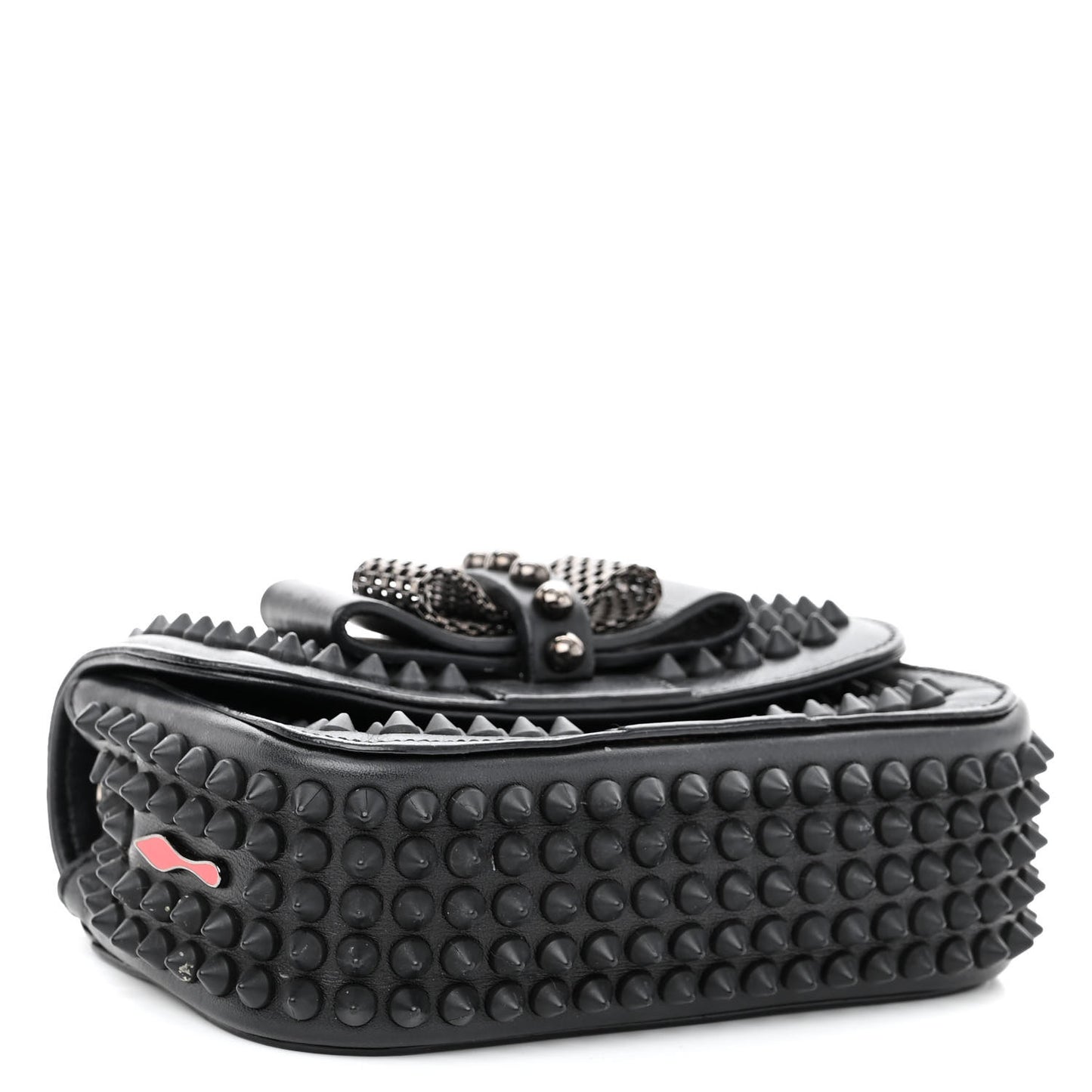 Calfskin Spikes Sweety Charity Crossbody Bag Black