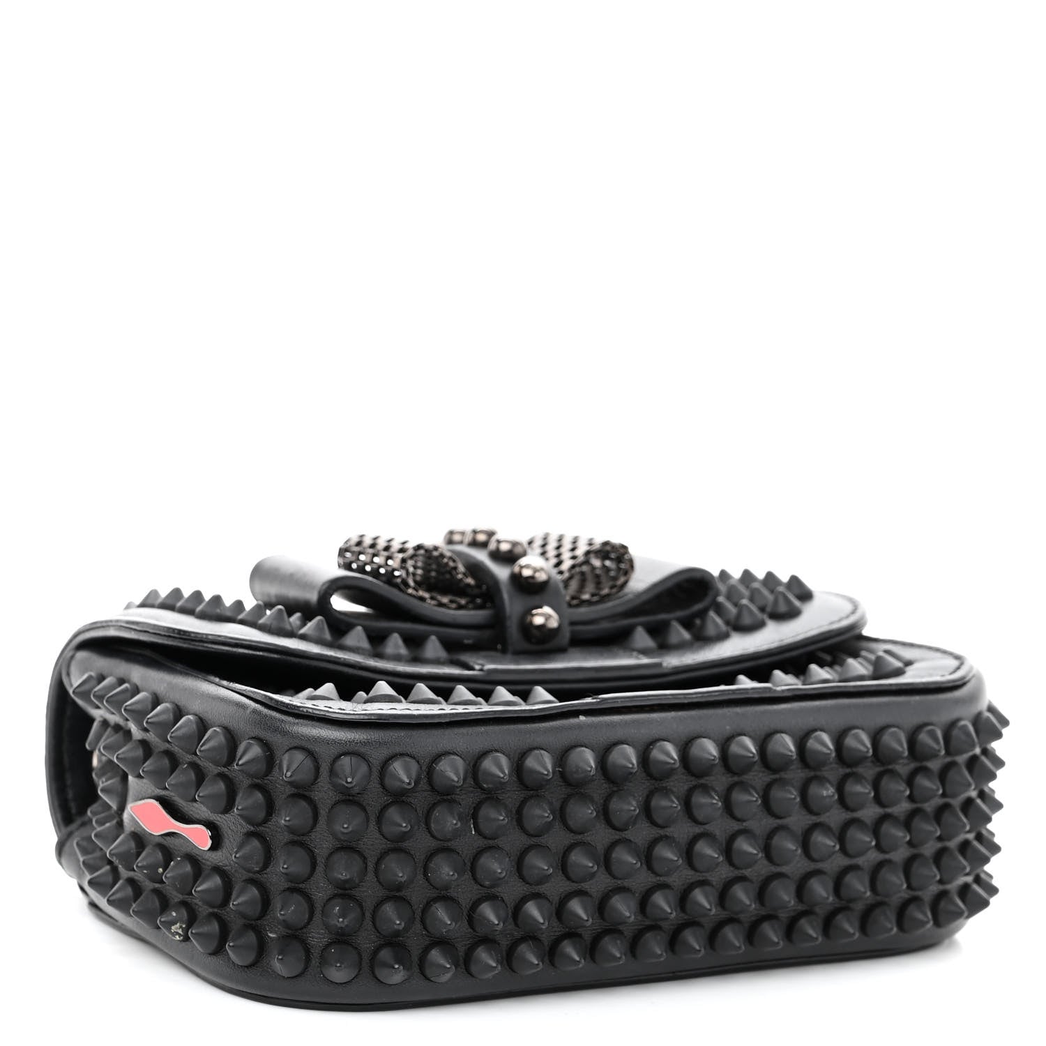 Christian Louboutin Calfskin Spikes Sweety Charity Crossbody Bag Black 4 of 9