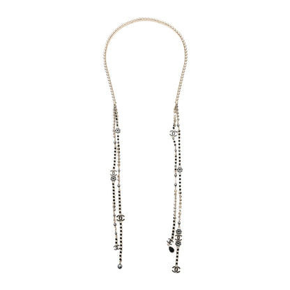 Chanel Metal Crystal Pearl CC Chandelier Headband Gold Black Grey 1 of 5