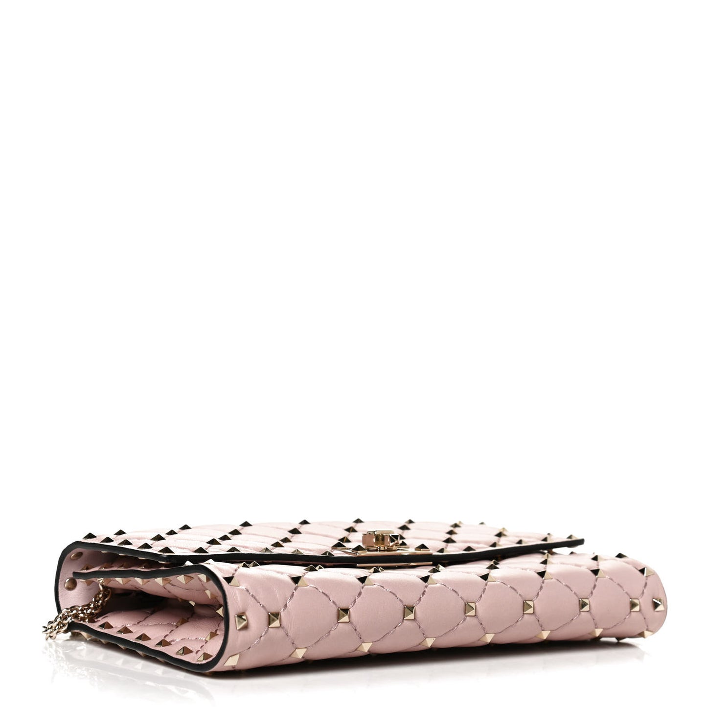 Nappa Rockstud Spike Wallet on Chain Water Rose