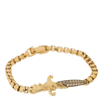 David Yurman 18K Yellow Gold Cognac Diamond Mens Waves Dagger Bracelet 1 of 4