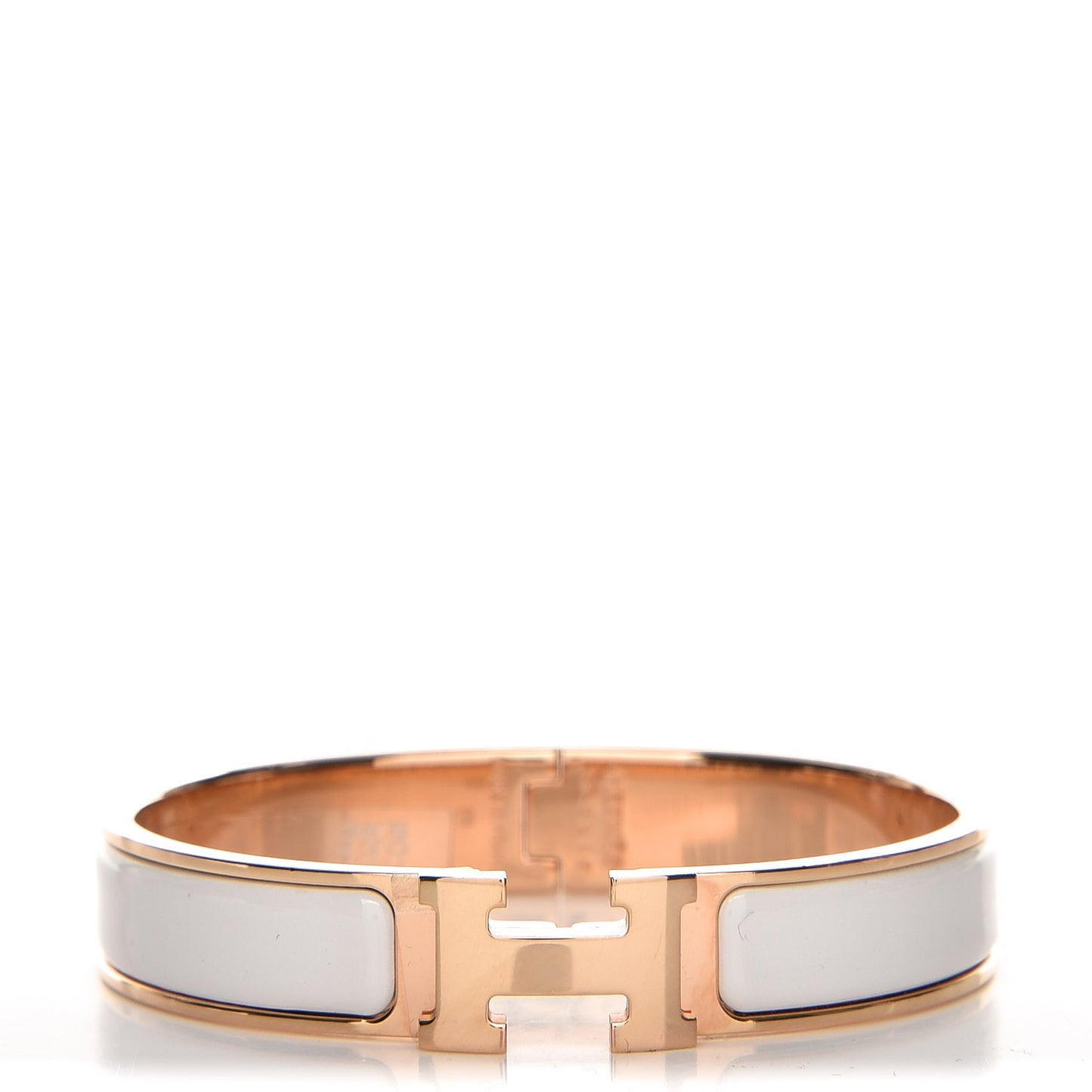 Enamel Narrow Clic Clac H Bracelet GM White