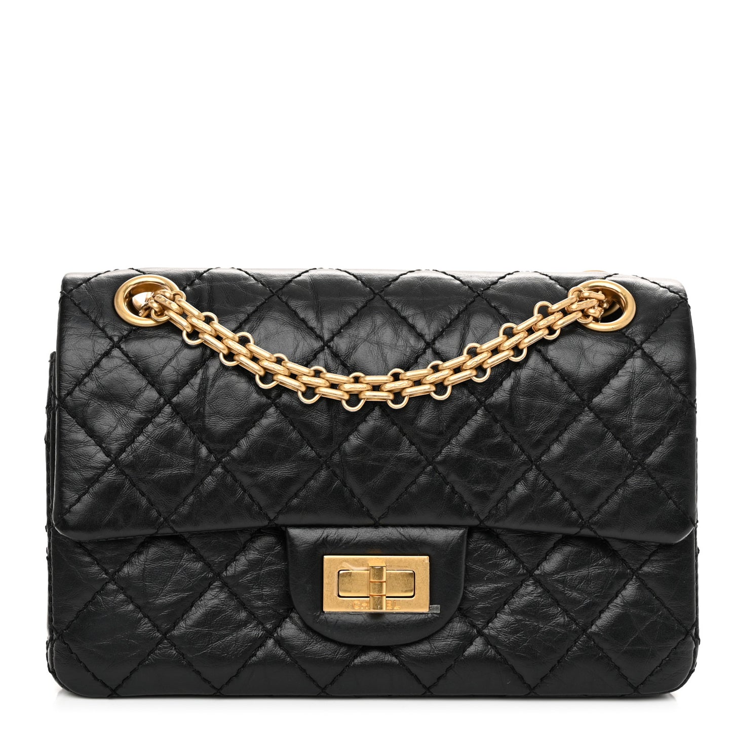 Aged Calfskin Quilted 2.55 Reissue Mini Flap Black