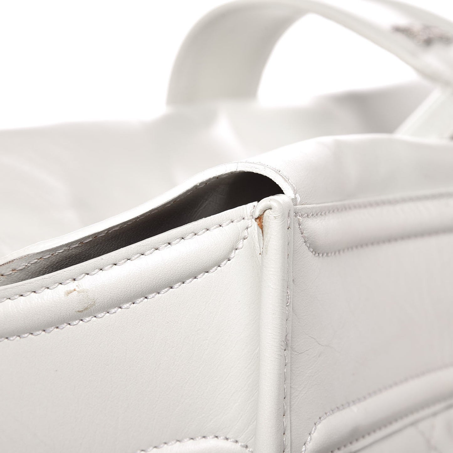 Leather Quilted Large Manor Tote White
