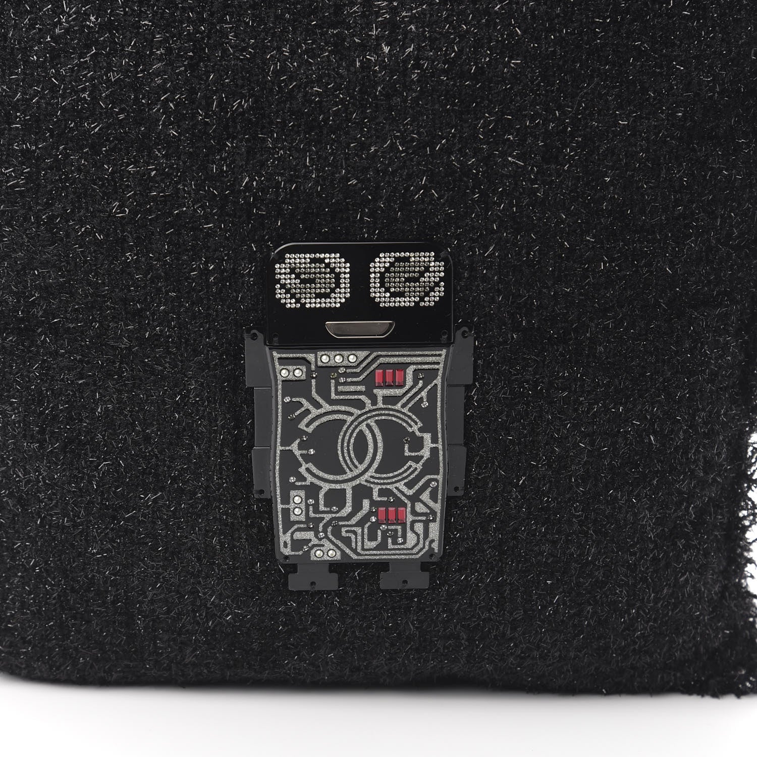 Chanel Tweed Resin Strass Large Robot Shopping Bag Black 10 of 10