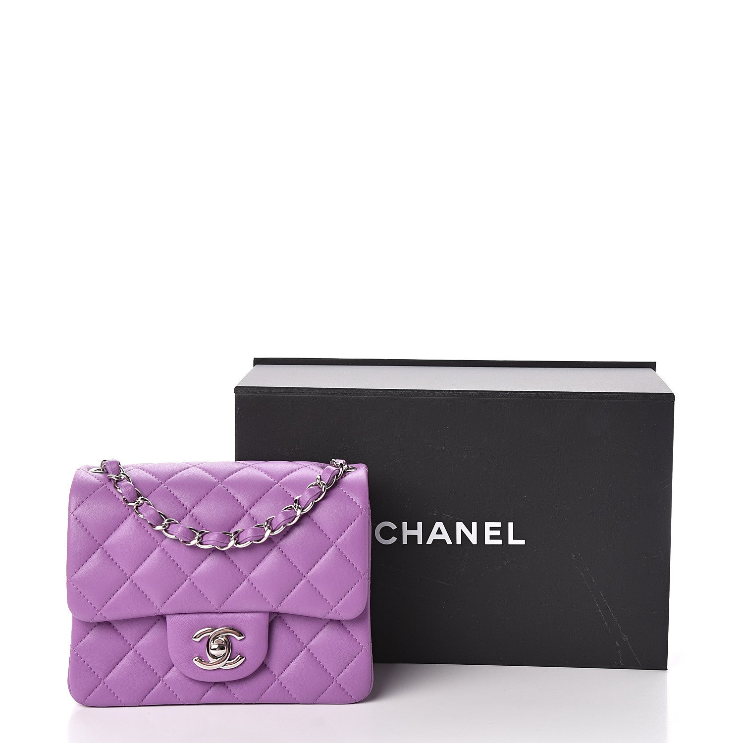 Chanel Lambskin Quilted Mini Square Flap Purple 11 of 11