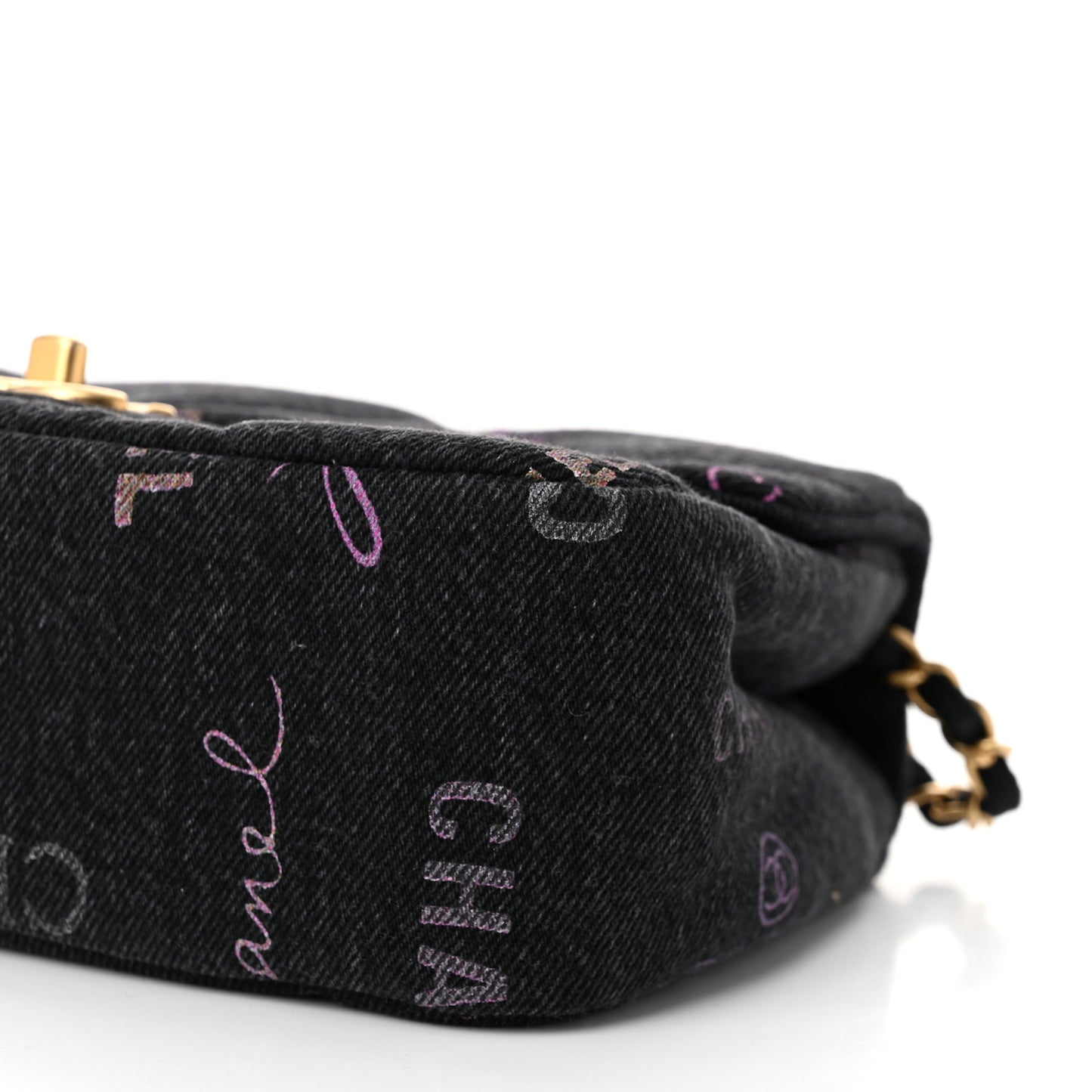 Denim Quilted Denim Mood Mini Rectangular Flap Black Multicolor