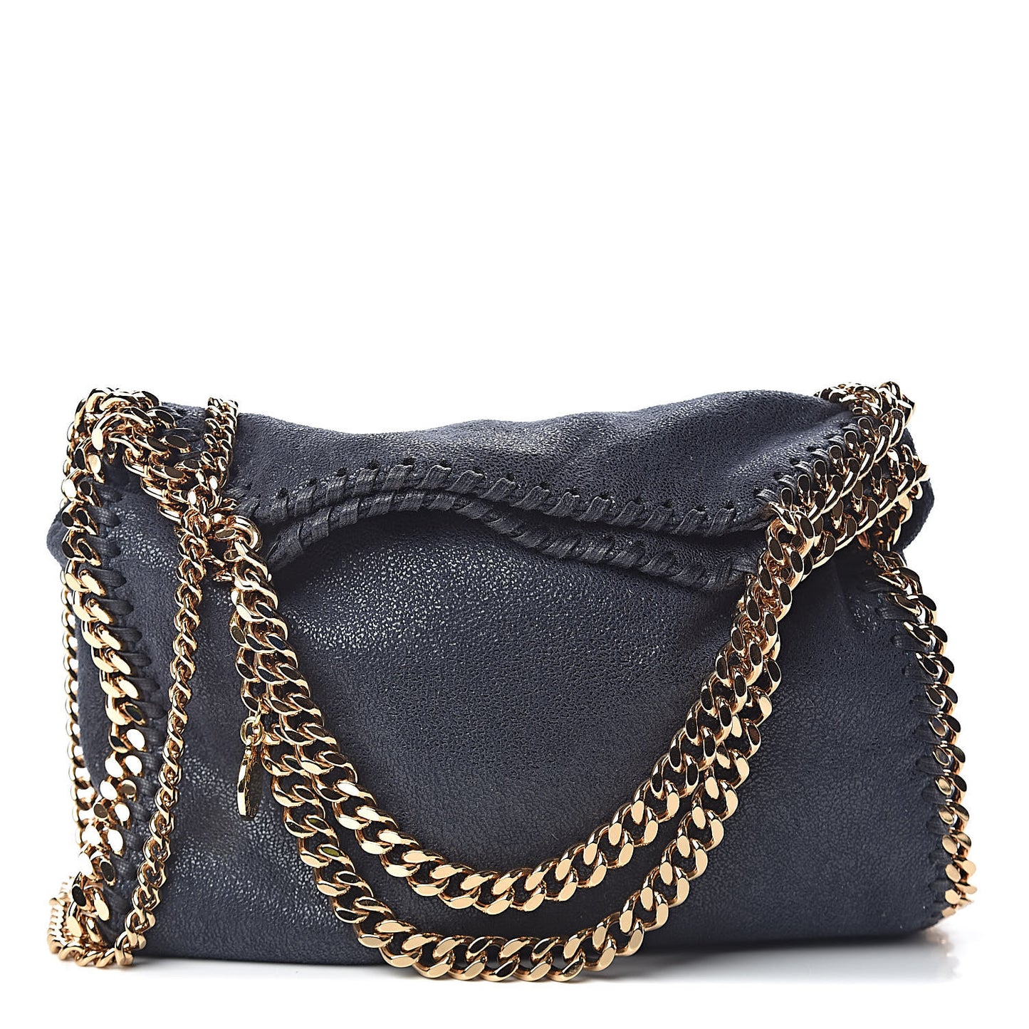 Shaggy Deer Mini Falabella Fold Over Tote Navy